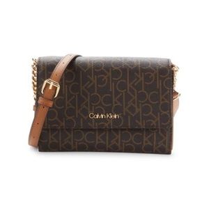 Calvin Klein Monogram Print Leather Crossbody Bag